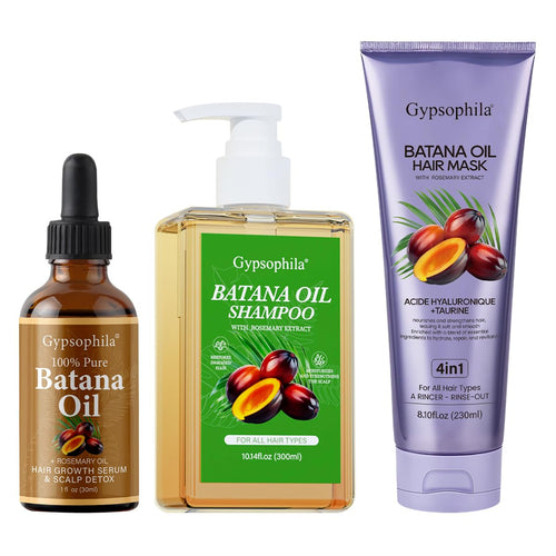 Gypsophila® CHAMPÚ BATANA Y ACEITE DE BATANA Y MASCARILLA CAPILAR - JUEGO DE COMBO
