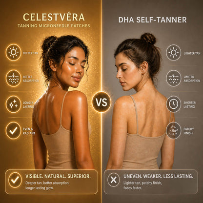 Celestvéra Tanning Microneedle Patches — Biological Self-Tanner, Zero DHA
